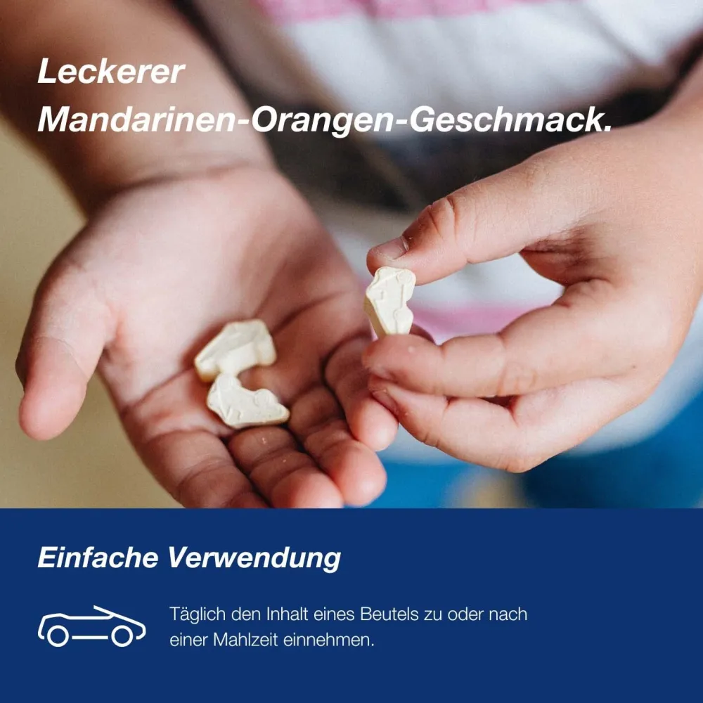 junior C plus - mit Vitamin C als Beitrag zu einer normalen Funktion des Immunsystems - Mandarine/Orangen-Geschmack - Kautabletten>Orthomol