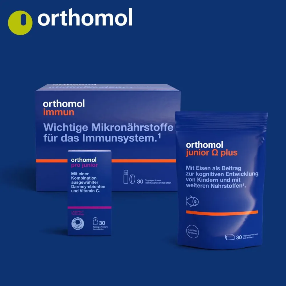 junior C plus - mit Vitamin C als Beitrag zu einer normalen Funktion des Immunsystems - Mandarine/Orangen-Geschmack - Kautabletten>Orthomol