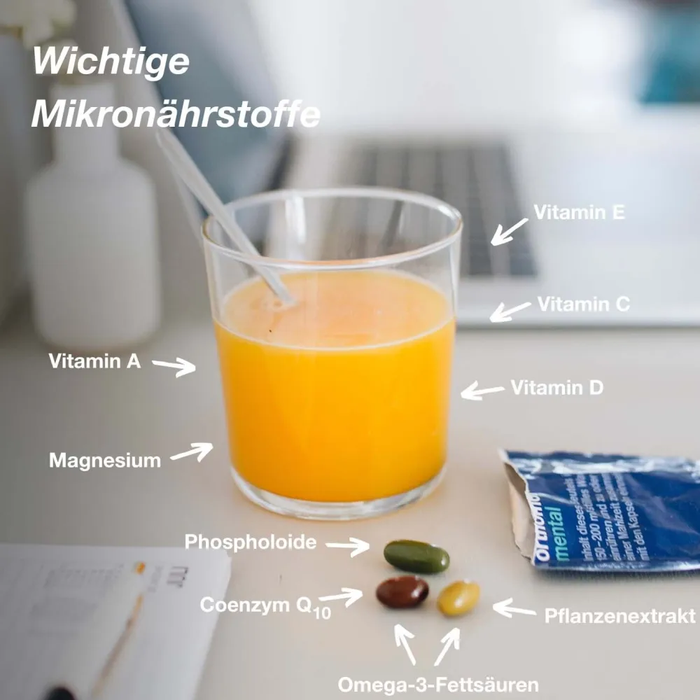 Mental - für Gehirn, Konzentration und Gedächtnis - mit Omega-3-Fettsäure, Magnesium und Vitamin B12 - Granulat/Kapseln>Orthomol Best