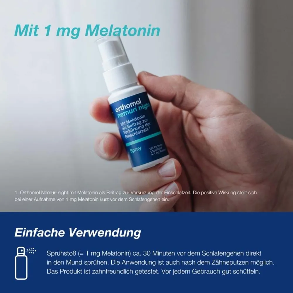 Nemuri night - zur Verkürzung der Einschlafzeit - Einschlafspray mit Melatonin>Orthomol New
