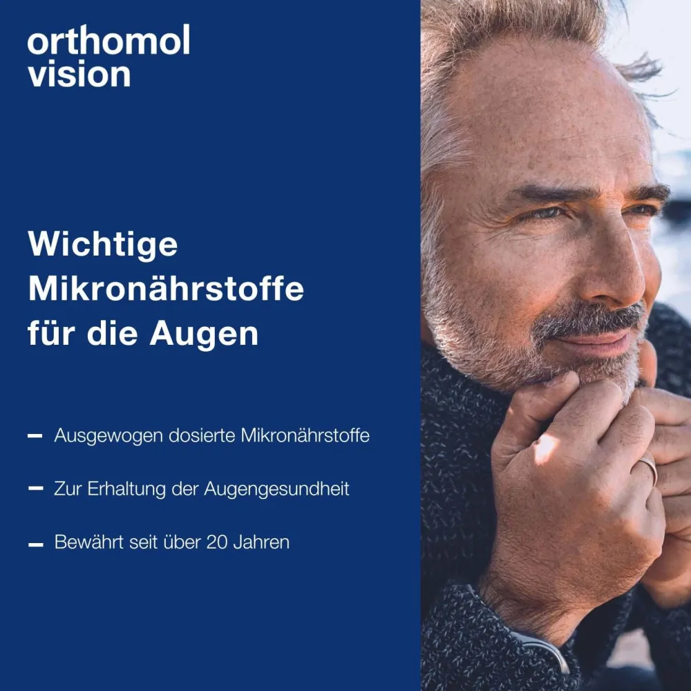 Vision - wichtige Mikronährstoffe für die Augen - Nahrungsergänzung mit Lutein, Zeaxanthin, Omega-3-Fettsäure – Kapseln|Orthomol Best