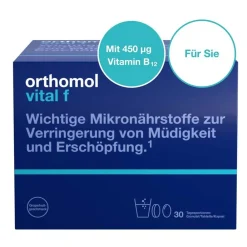 Vital f für Frauen - bei Müdigkeit - mit B-Vitaminen, Omega-3, Magnesium - Granulat/Tabletten/Kapseln - Grapefruit-Geschmack|Orthomol Sale