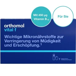 Vital f - Mikronährstoffe für Frauen - bei Müdigkeit und Erschöpfung - mit B-Vitaminen, Omega-3 und Magnesium - Trinkampullen/Kaps.>Orthomol Outlet