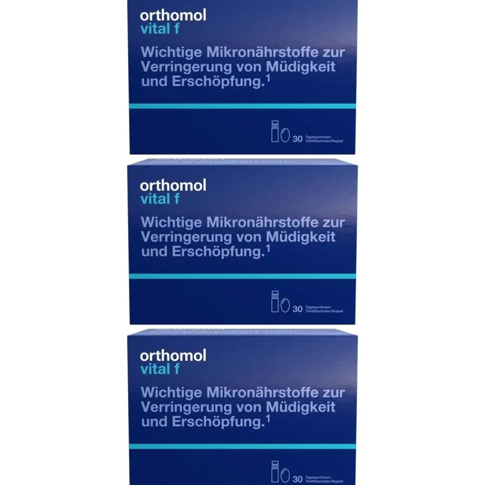 Orthomol Vital f - Mikronährstoffe für Frauen - bei Müdigkeit und Erschöpfung - mit B-Vitaminen, Omega-3 und Magnesium - Trinkampullen/Kaps.| Sale
