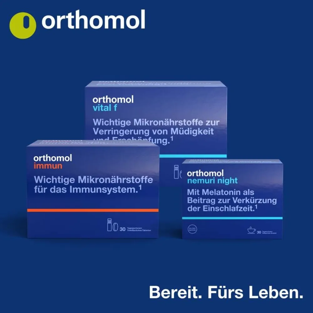 Vital m für Männer - bei Müdigkeit - mit B-Vitaminen und Omega-3 - Granulat/Tabletten/Kapseln - Orangen-Geschmack|Orthomol Clearance