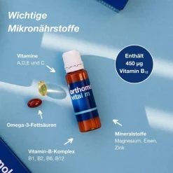 Vital m für Männer - bei Müdigkeit - mit B-Vitaminen, Omega-3 und Magnesium - Trinkampullen/Kapseln - Orangen-Geschmack><noscript><img data-lazyloaded=