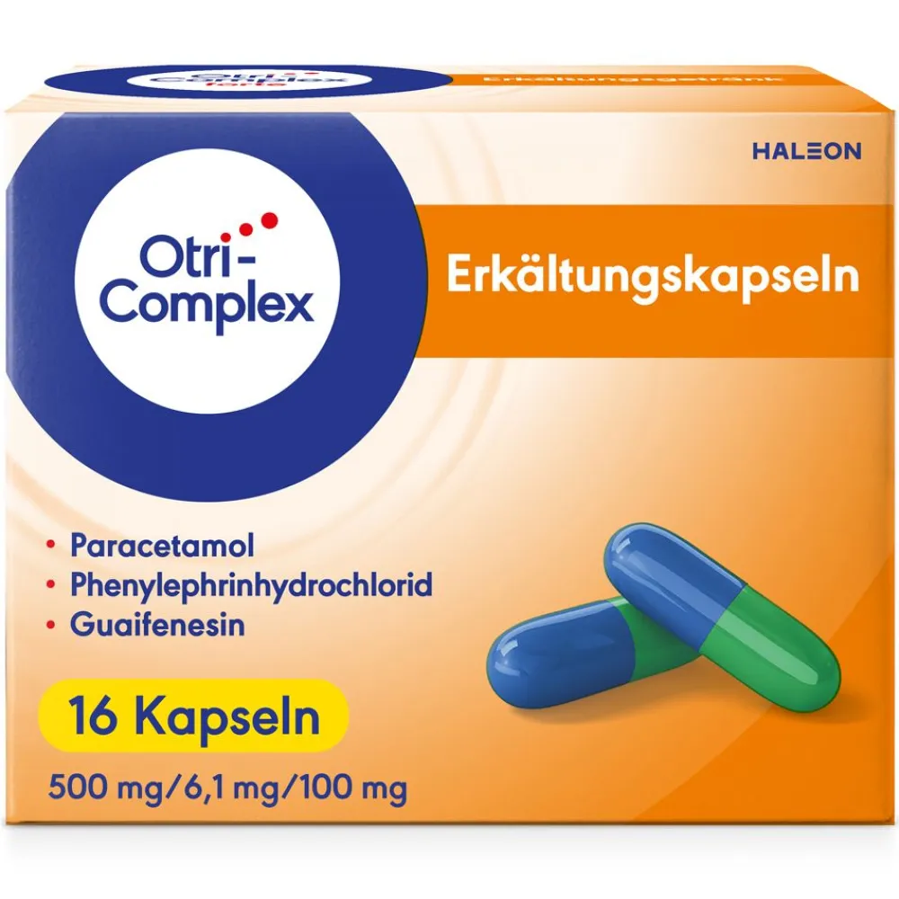 OtriComplex Erkältungskapseln 500 mg Paracetamol, 6,1 mg Phenylephrinhydrochlorid, 100 mg Guaifenesin| Hot