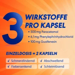 OtriComplex Erkältungskapseln 500 mg Paracetamol, 6,1 mg Phenylephrinhydrochlorid, 100 mg Guaifenesin| Hot