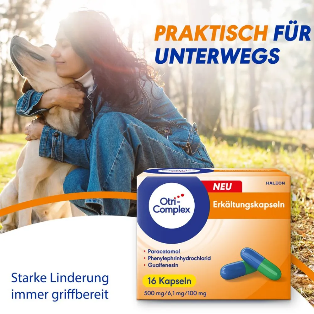 OtriComplex Erkältungskapseln 500 mg Paracetamol, 6,1 mg Phenylephrinhydrochlorid, 100 mg Guaifenesin| Hot