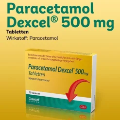 Paracetamol Dexcel® 500 mg, bei leichten bis mäßig starken Schmerzen>