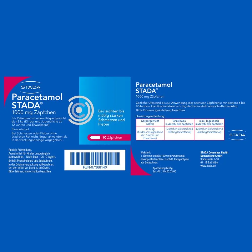 ® 125 mg Zäpfchen|Paracetamol Stada Clearance