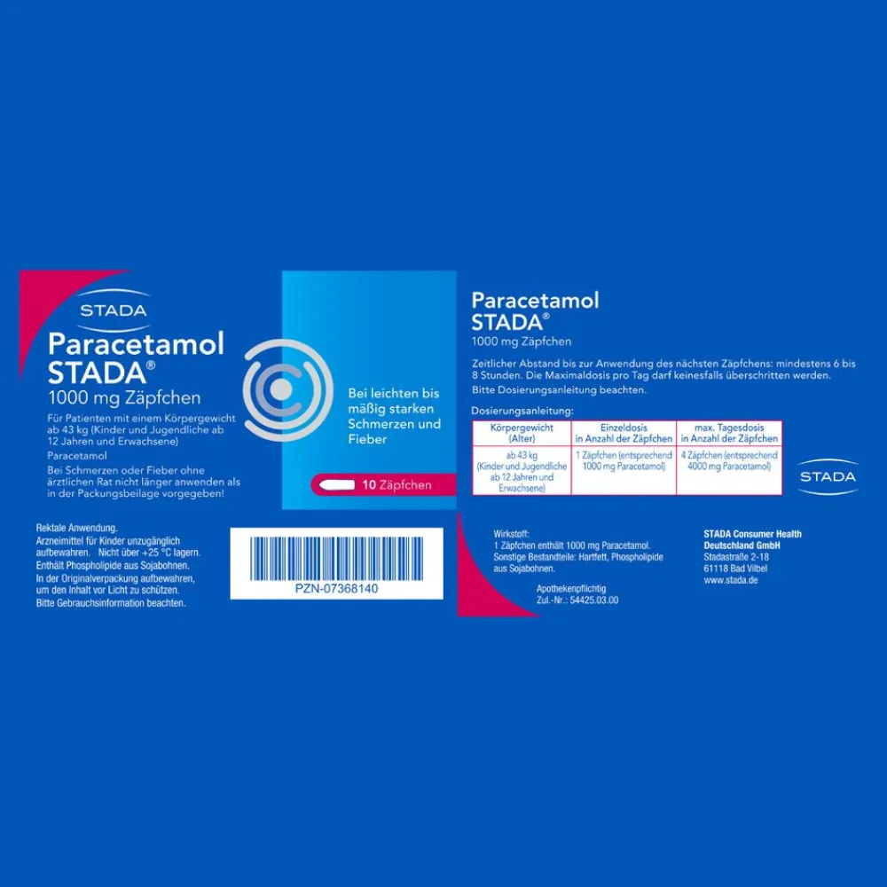 ® 1000 mg Zäpfchen|Paracetamol Stada Sale