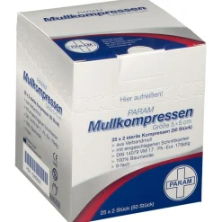 Mullkompressen 5 cm x 5 cm steril 8-fach>PARAM Discount