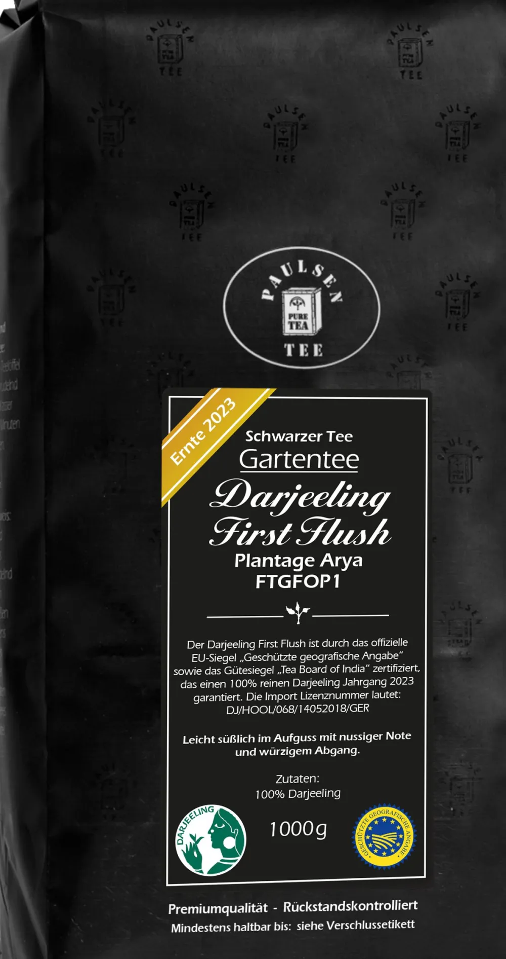 Paulsen Darjeeling First Flush FTGFOP1, Ernte 2023 - Plantage Arya-schwarzer Tee| New