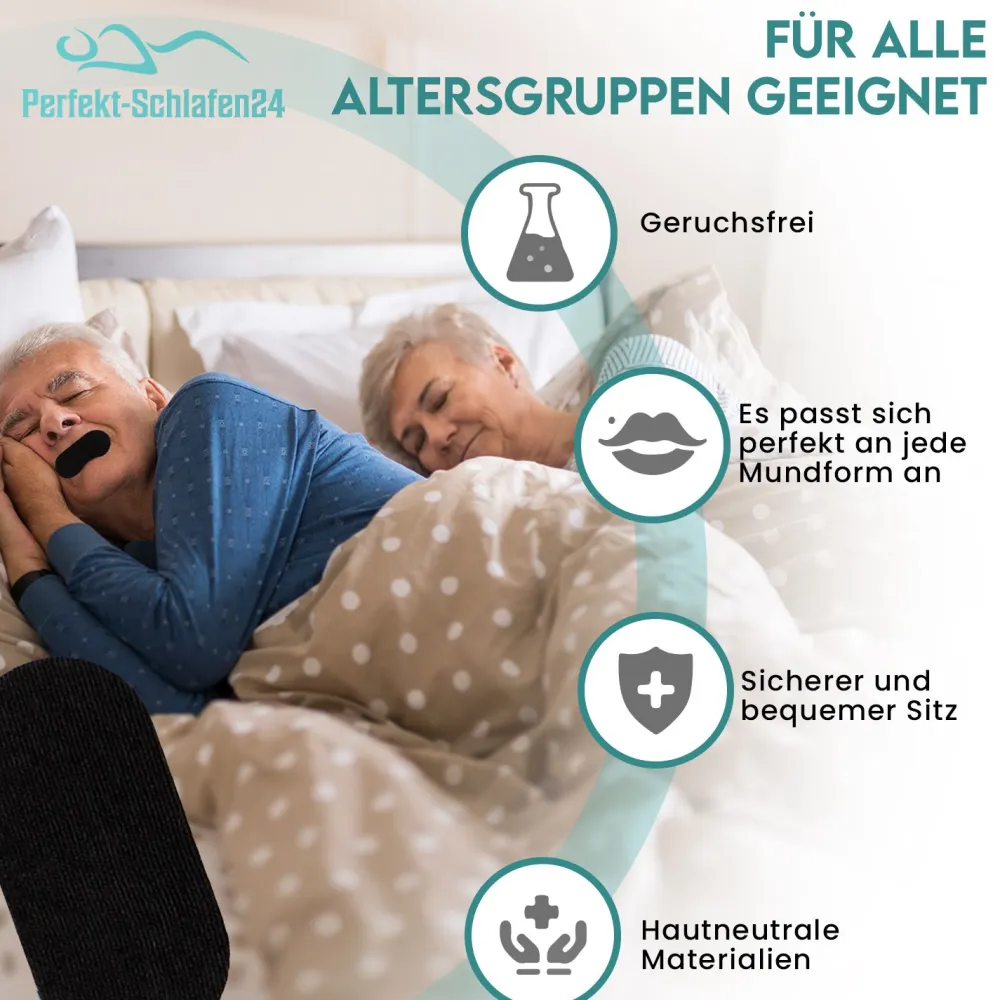 Perfekt-Schlafen24 - 30 x Antischnarch Mundpflaster in Schwarz>