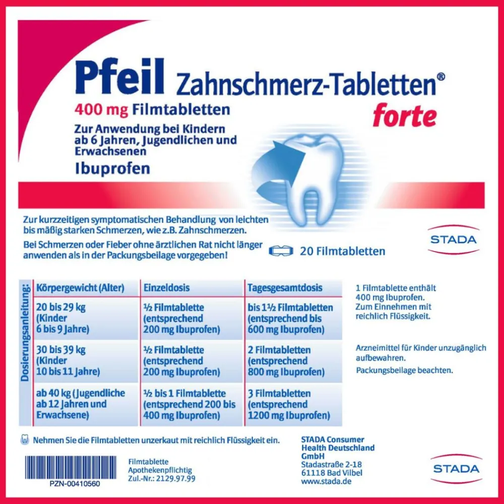 Pfeil Zahnschmerz Filmtabletten forte| New