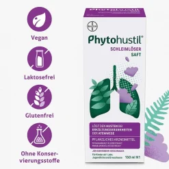 ® Schleimlöser Saft: pflanzlicher Hustensaft bei Husten mit festsitzendem Schleim|Phytohustil Best