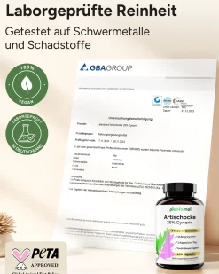 ® Artischocken Kapseln - 100:1 Artischocken-Extrakt mit 113mg Cynarin pro Kapsel|plantomol Discount