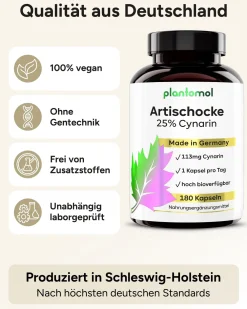 ® Artischocken Kapseln - 100:1 Artischocken-Extrakt mit 113mg Cynarin pro Kapsel|plantomol Discount
