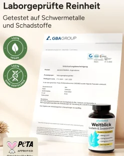 ® Augenvitamine mit Lutein Zeaxanthin Beta Carotin Vitamin A & Vitamin B2 - Weitblick|plantomol Best