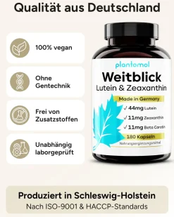 ® Augenvitamine mit Lutein Zeaxanthin Beta Carotin Vitamin A & Vitamin B2 - Weitblick|plantomol Best