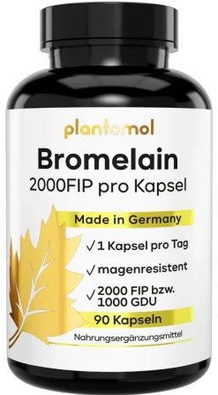 ® Bromelain Kapseln mit 2000 FIP pro Kapsel - 200mg Bromelain Enzym aus Ananas-Extrakt>plantomol Online