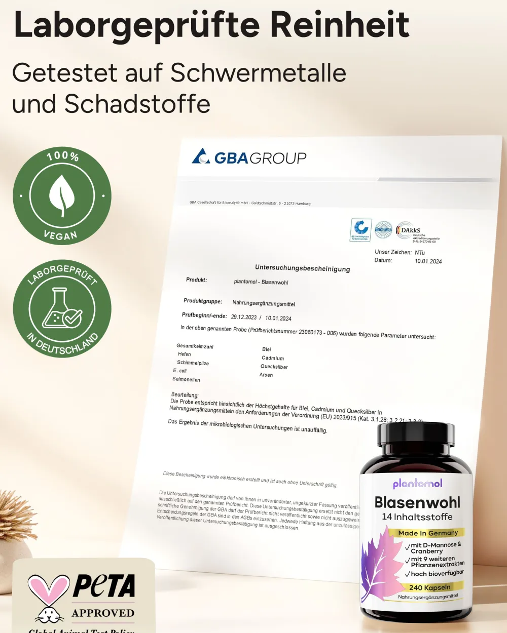 ® Cranberry Kapseln mit D-Mannose Goldrute & Bärentraubenblätter - Blasenwohl>plantomol Online