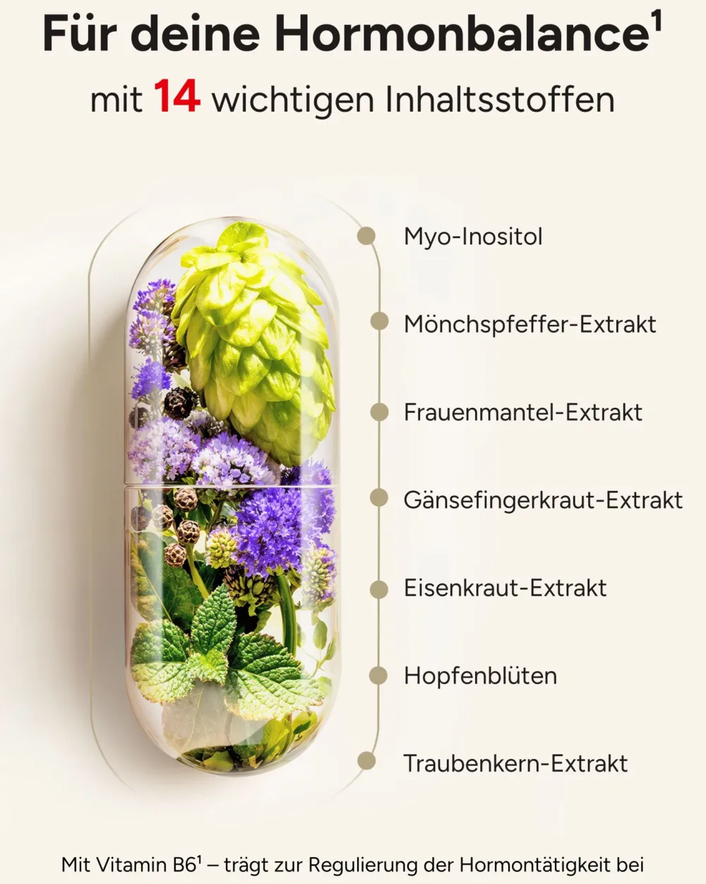 ® Hormon Balance Kapseln mit Myo-Inositol Gänsefingerkraut Mönchspfeffer & B6 - Hormella>plantomol Discount