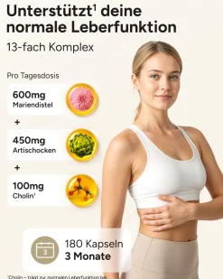 ® Leber Kur Kapseln mit Mariendistel Artischocke Löwenzahn & Cholin - Bitterrein|plantomol Online