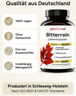 ® Leber Kur Kapseln mit Mariendistel Artischocke Löwenzahn & Cholin - Bitterrein|plantomol Online