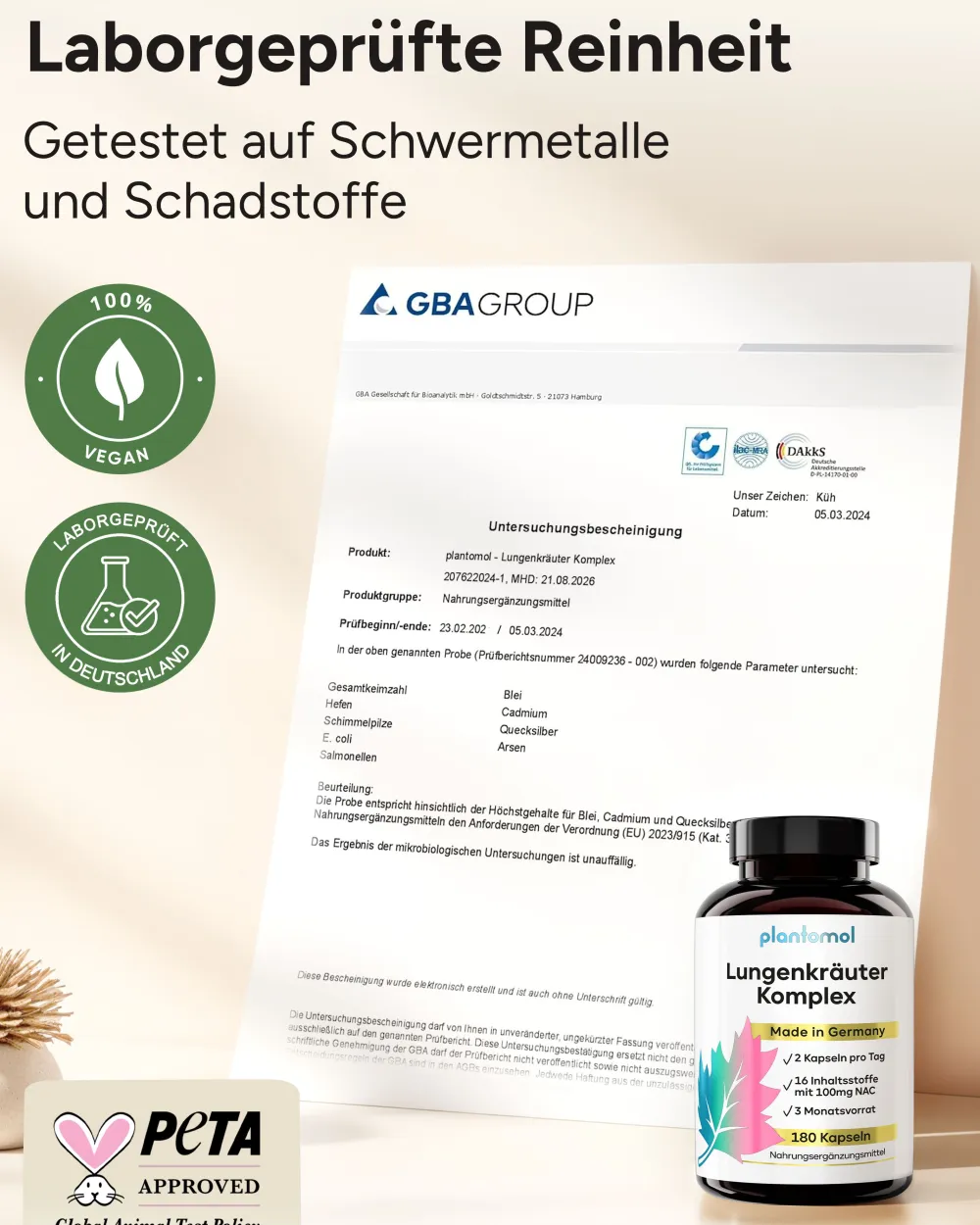 ® Lungenkraut PLUS Kapseln - 16-fach Komplex mit Lungwort Malvenblättern Thymian & mehr|plantomol Online