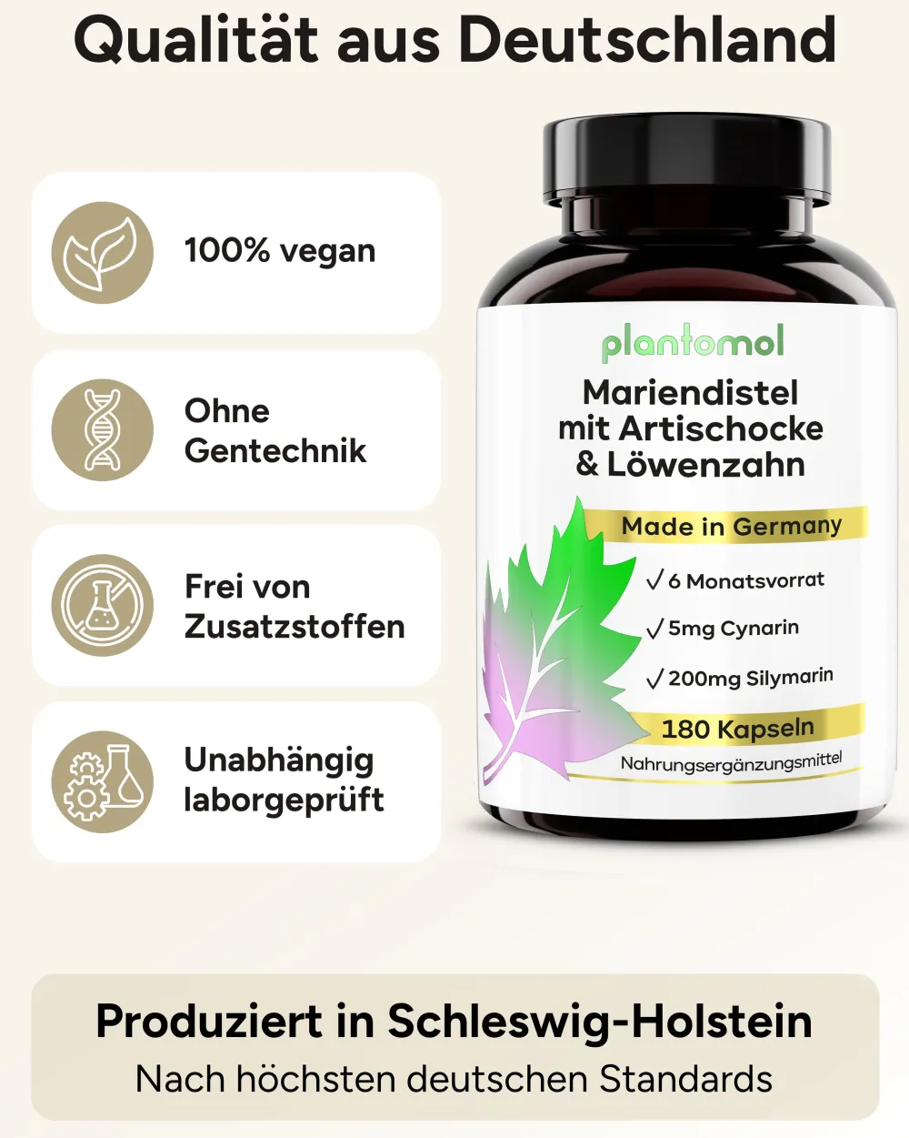 plantomol® Mariendistel Kapseln mit Artischocke & Löwenzahn|