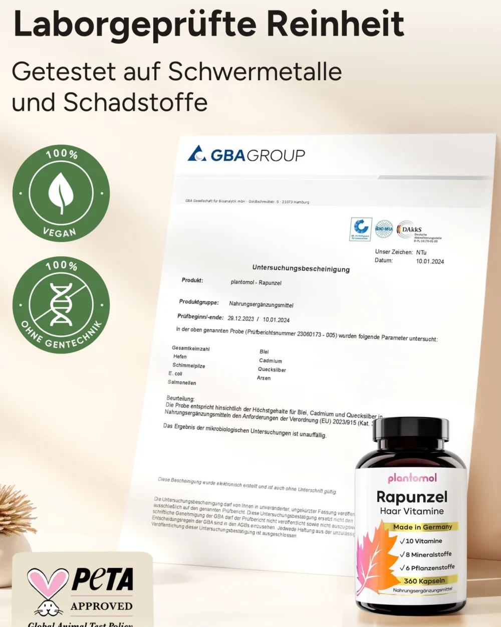 ® Rapunzel Haarkapseln - Haarvitamine mit Biotin Zink Selen Hirse - 26 Inhaltsstoffe>plantomol Discount