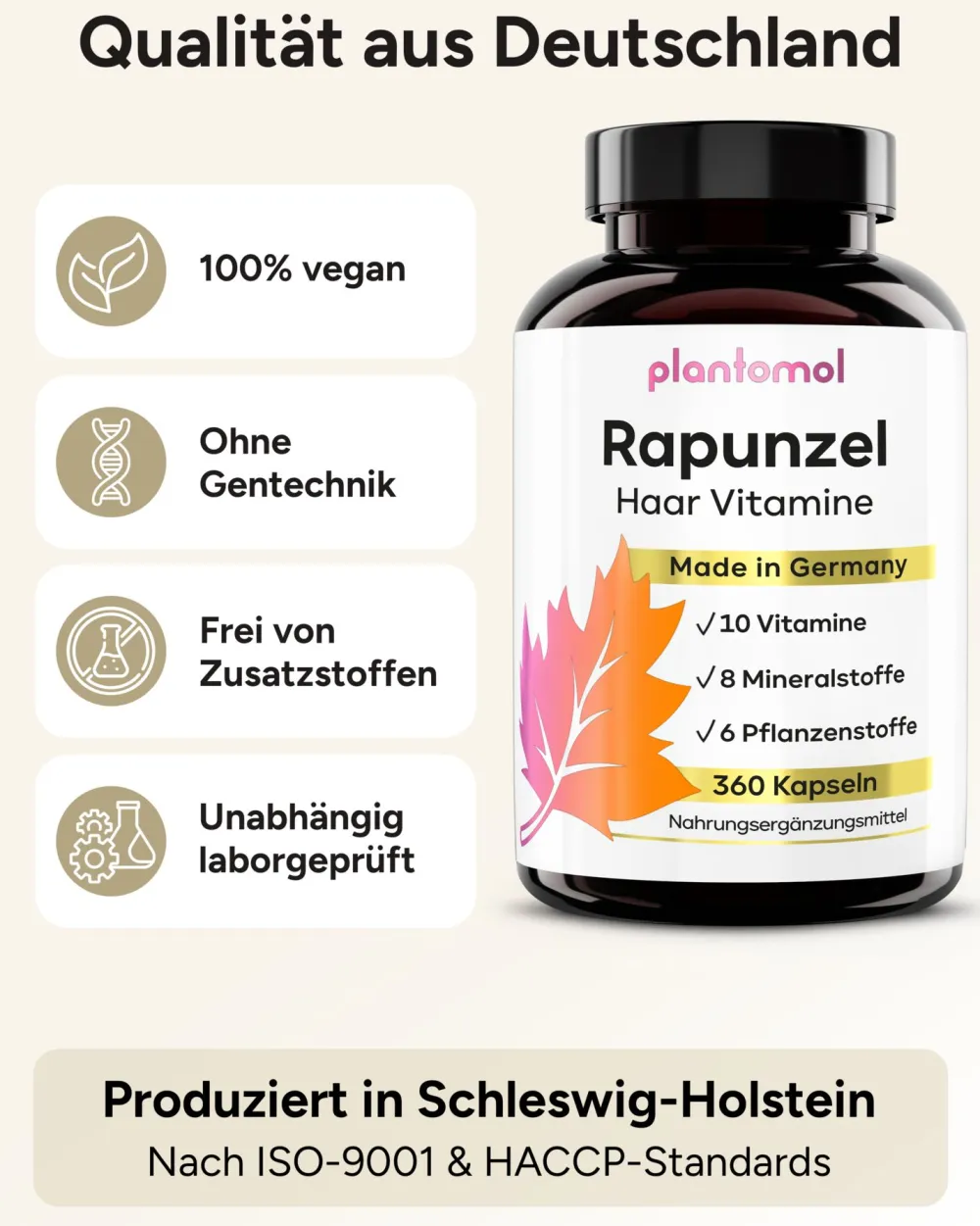® Rapunzel Haarkapseln - Haarvitamine mit Biotin Zink Selen Hirse - 26 Inhaltsstoffe>plantomol Discount