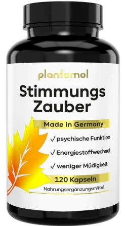 ® Stimmungsaufheller Johanniskraut Kapseln mit L-Tryptophan GABA & B5 - Stimmungszauber|plantomol Hot
