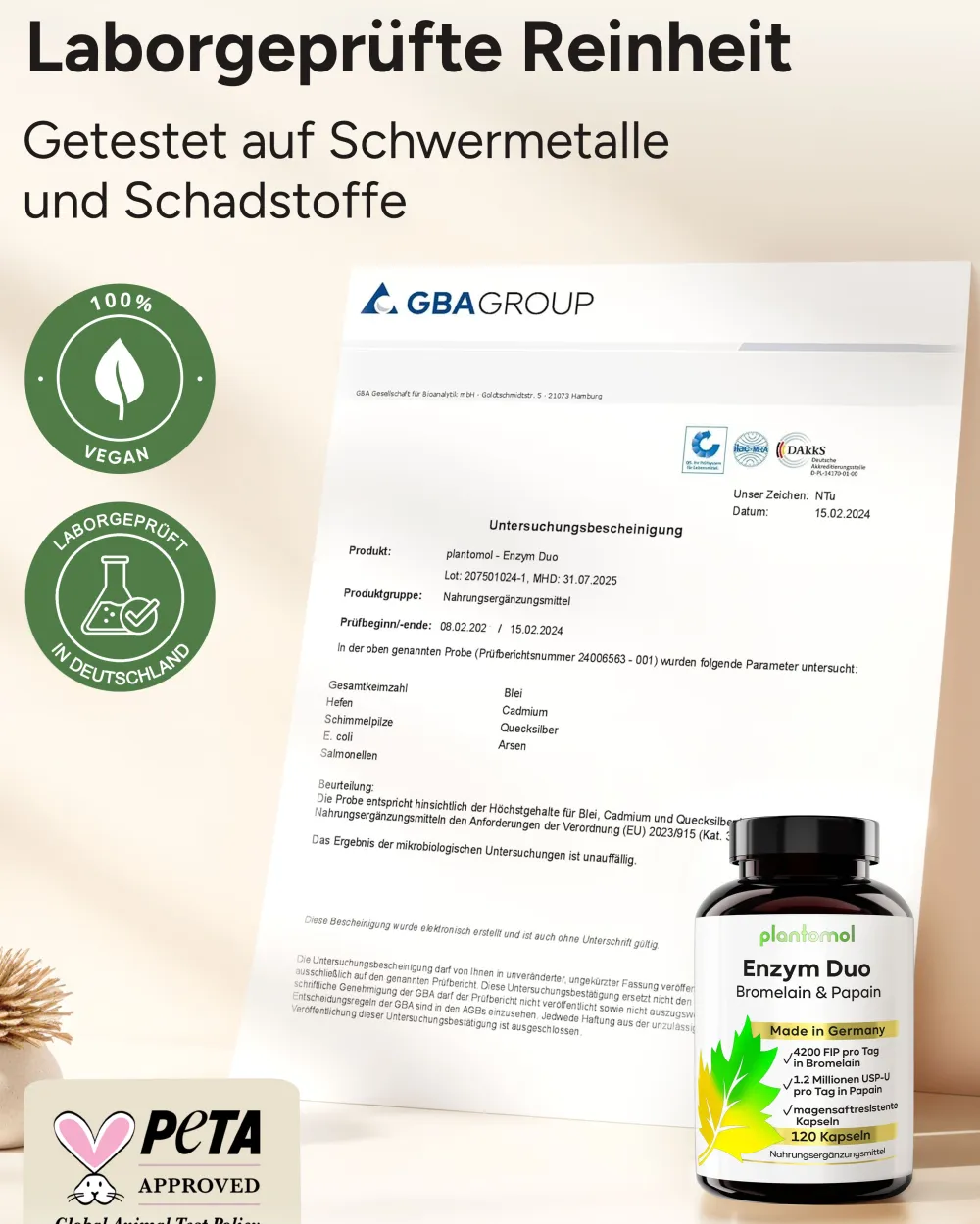 ® Verdauungsenzyme Komplex mit Papain & Bromelain aus Ananas-Extrakt - Enzym Duo|plantomol Outlet