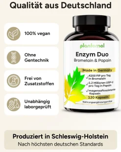 ® Verdauungsenzyme Komplex mit Papain & Bromelain aus Ananas-Extrakt - Enzym Duo|plantomol Outlet