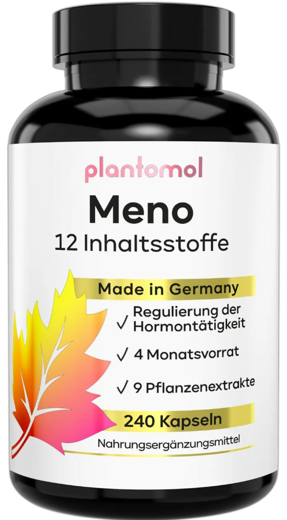 ® Wechseljahre Kapseln für Hormon Balance mit B6 Yams Rotklee & Mönchspfeffer - Meno|plantomol