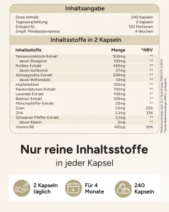 ® Wechseljahre Kapseln für Hormon Balance mit B6 Yams Rotklee & Mönchspfeffer - Meno|plantomol