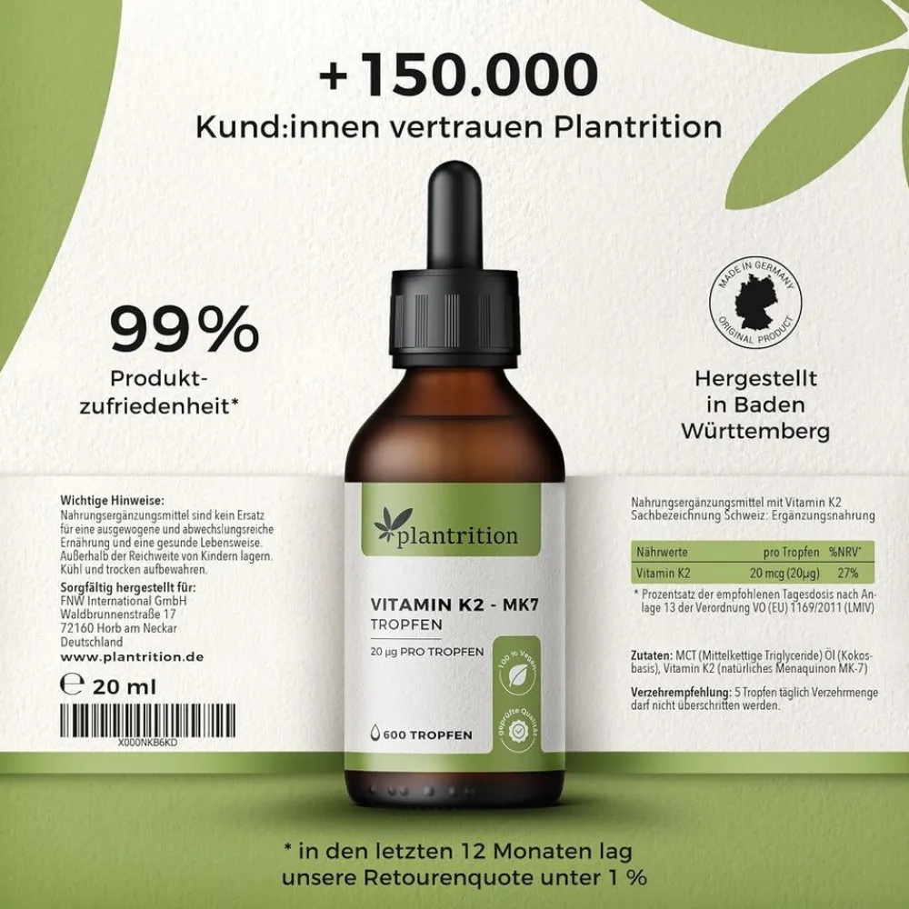 Vitamin K2 Menachinon 7 (MK-7) Tropfen>plantrition Sale