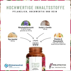 PMS Kapsel B12 Eisen Myo Inositol Mönchspfeffer Komplex 90 vegane Kapseln Frauenstärke ®|NATURTREU Outlet