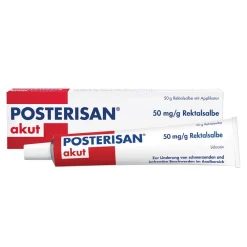 akut Hämorrhoidensalbe (Lidocain) bei starkem Juckreiz, Schmerzen im Analbereich, 50 g Salbe|Posterisan Hot