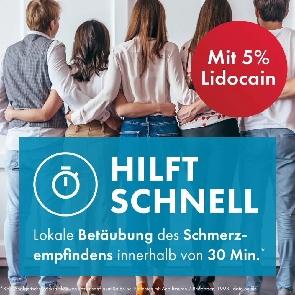 akut Hämorrhoidensalbe (Lidocain) bei starkem Juckreiz, Schmerzen im Analbereich, 50 g Salbe|Posterisan Hot