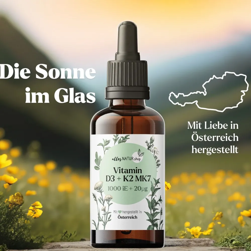 Premium Vitamin D3+K2: 1000 IE hergestellt in Österreich> Hot