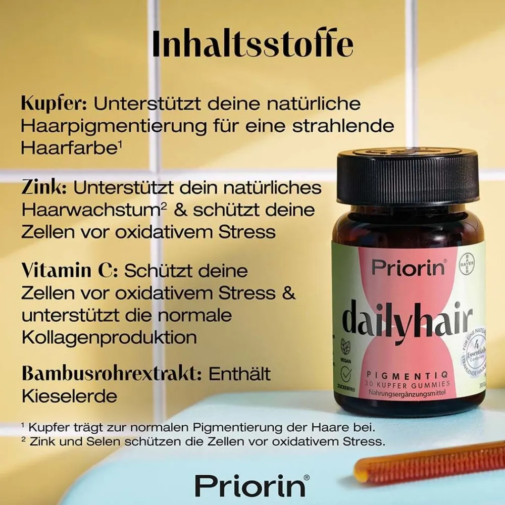 ® dailyhair PIGMENTIQ: Gummies, die die Haarfarbe strahlen lassen|Priorin Best