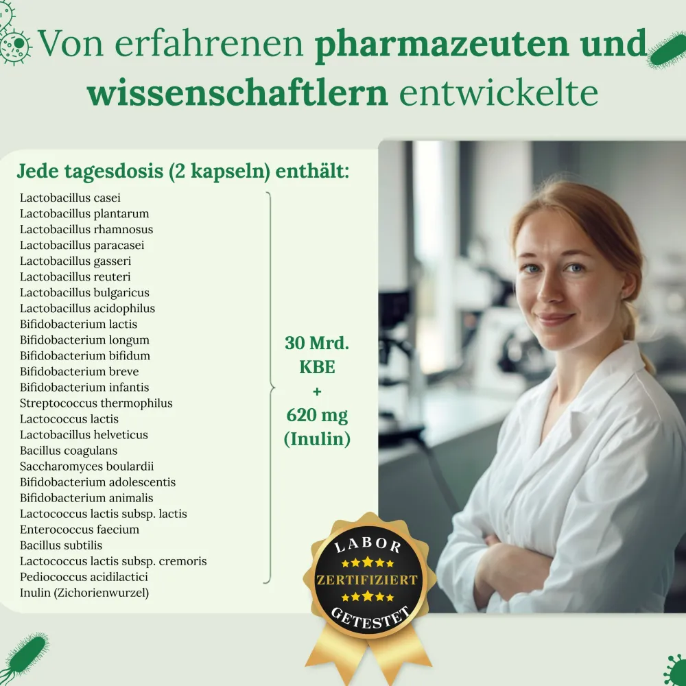 Probiotika Kulturen Komplex Kapseln, Mit 25 Bakterienstämme + Inulin, 180 St –|Raibu Online