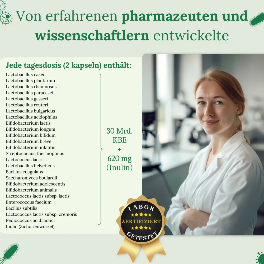 Probiotika Kulturen Komplex Kapseln, Mit 25 Bakterienstämme + Inulin, 180 St –|Raibu Online