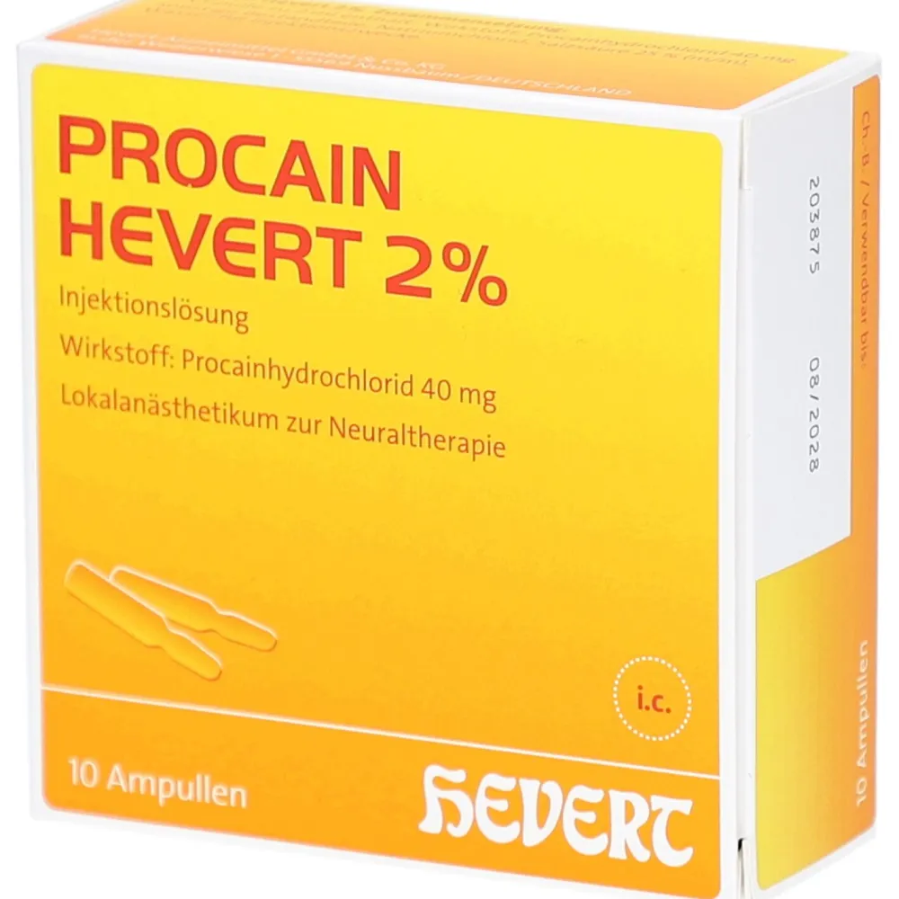 PROCAIN Hevert 2% Injektionslösung Ampullen>