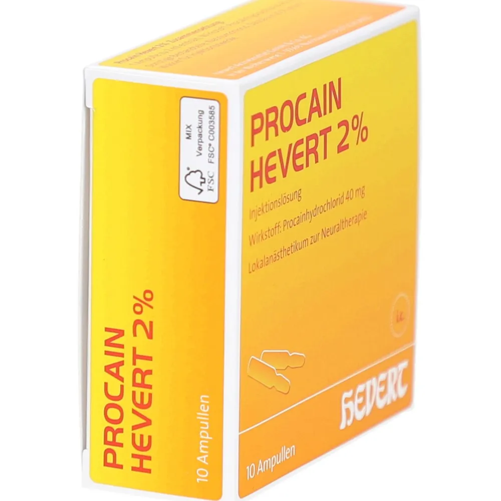PROCAIN Hevert 2% Injektionslösung Ampullen>