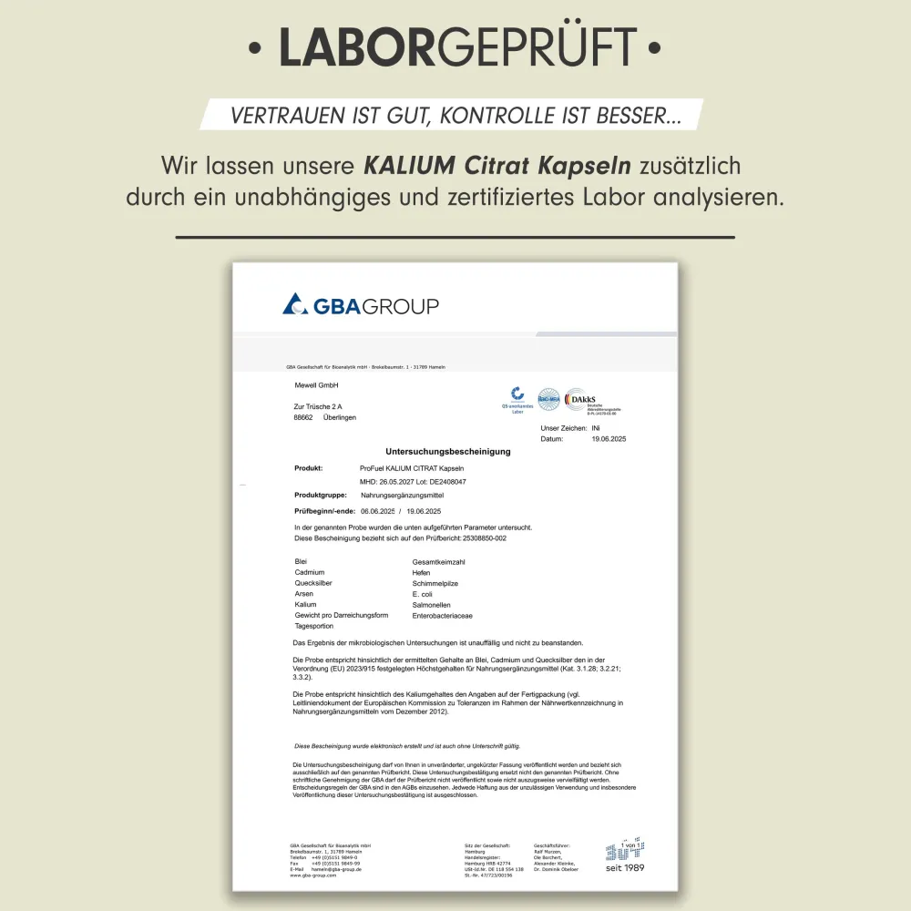 - Kalium Kapseln - 2240 mg Kaliumcitrat pro Tag - Kapseln>ProFuel Best